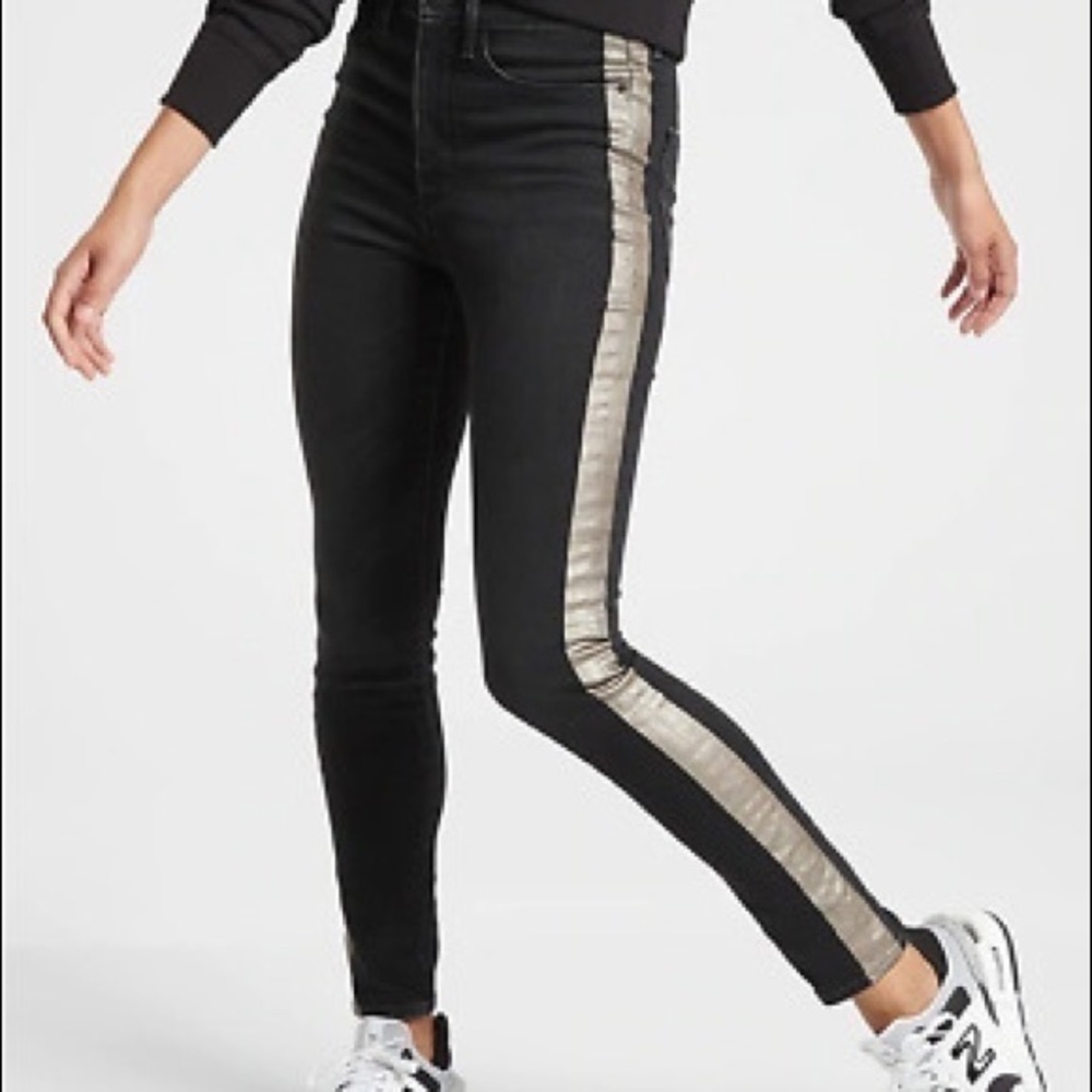 Athleta sculptek ultra skinny metallic stripe jeans size 14T